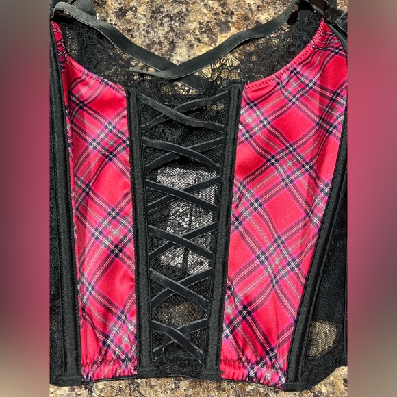 Y2k Victoria’s Secret Unlined Lace-up Velvet Satin Corset Bustier Top - Picture 4 of 15